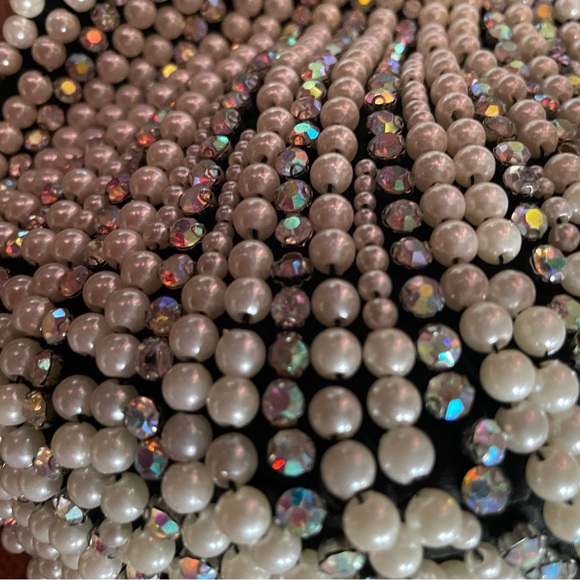 La Femme Silver Beads and Pearl Black Strapless Formal Dress, Prom,Dance,Wedding - Picture 7 of 12